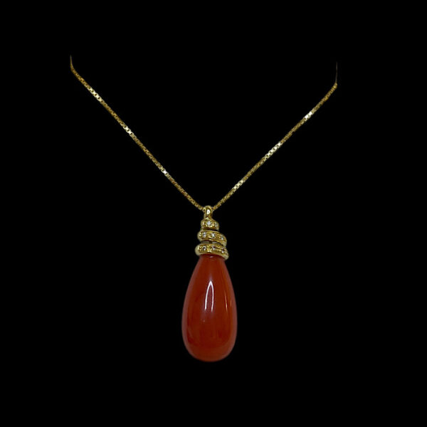 Ciondolo Corallo Rosso Sardegna e Diamanti naturali