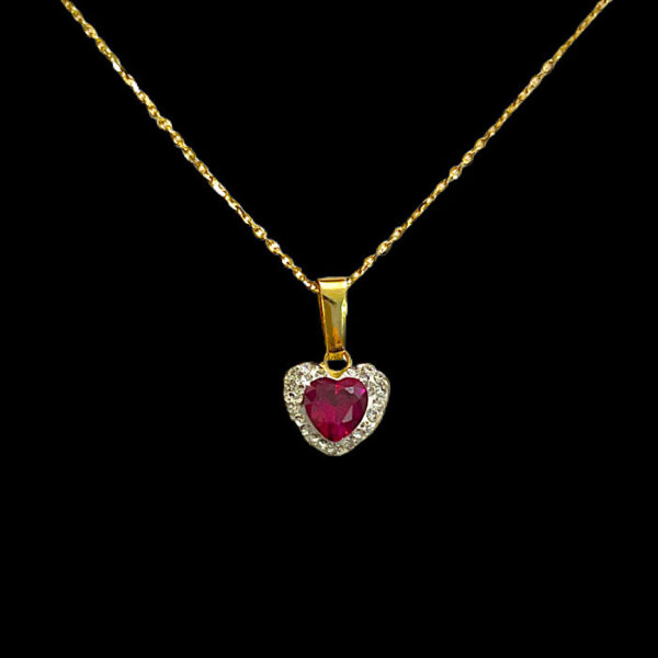 Collier cuore oro e zirconi Rosso