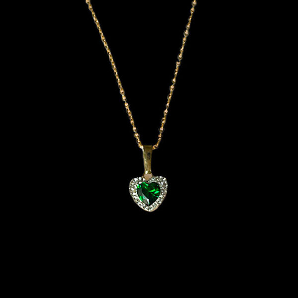 collier cuore oro e zirconi green