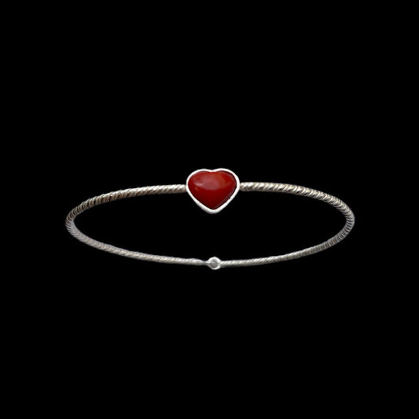 bracciaole bangle corallo rosso e filigrana argento