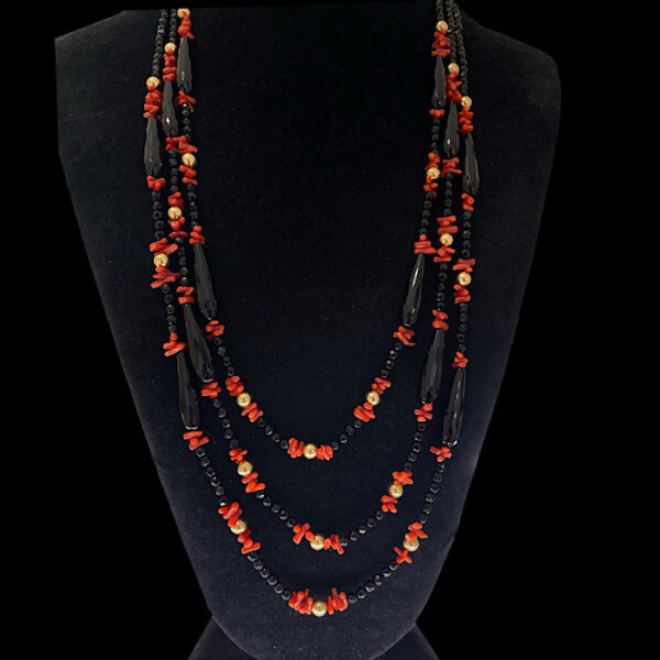 Collana Corallo Rosso Sardegna  e Onice