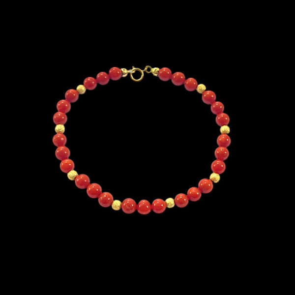 Bracciale Corallo Rosso e Oro -Fancy