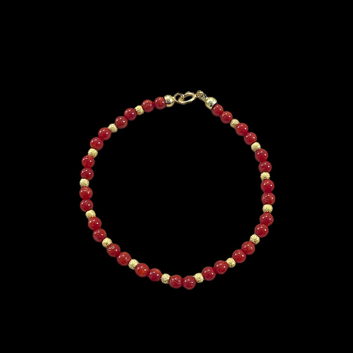 Bracciale Corallo Rosso e Oro -Fancy