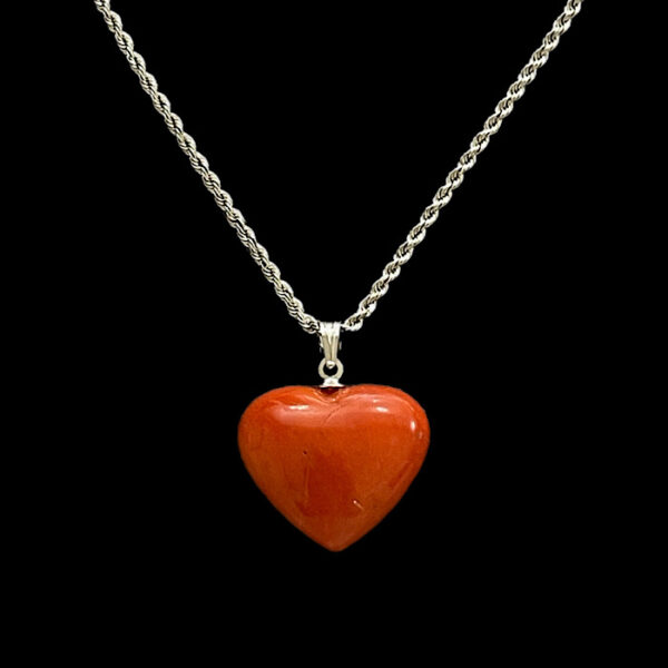 Ciondolo Corallo Rosso Sardegna - Cuore White gold