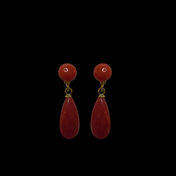 Orecchini  Corallo Rosso Sardegna- Goccia