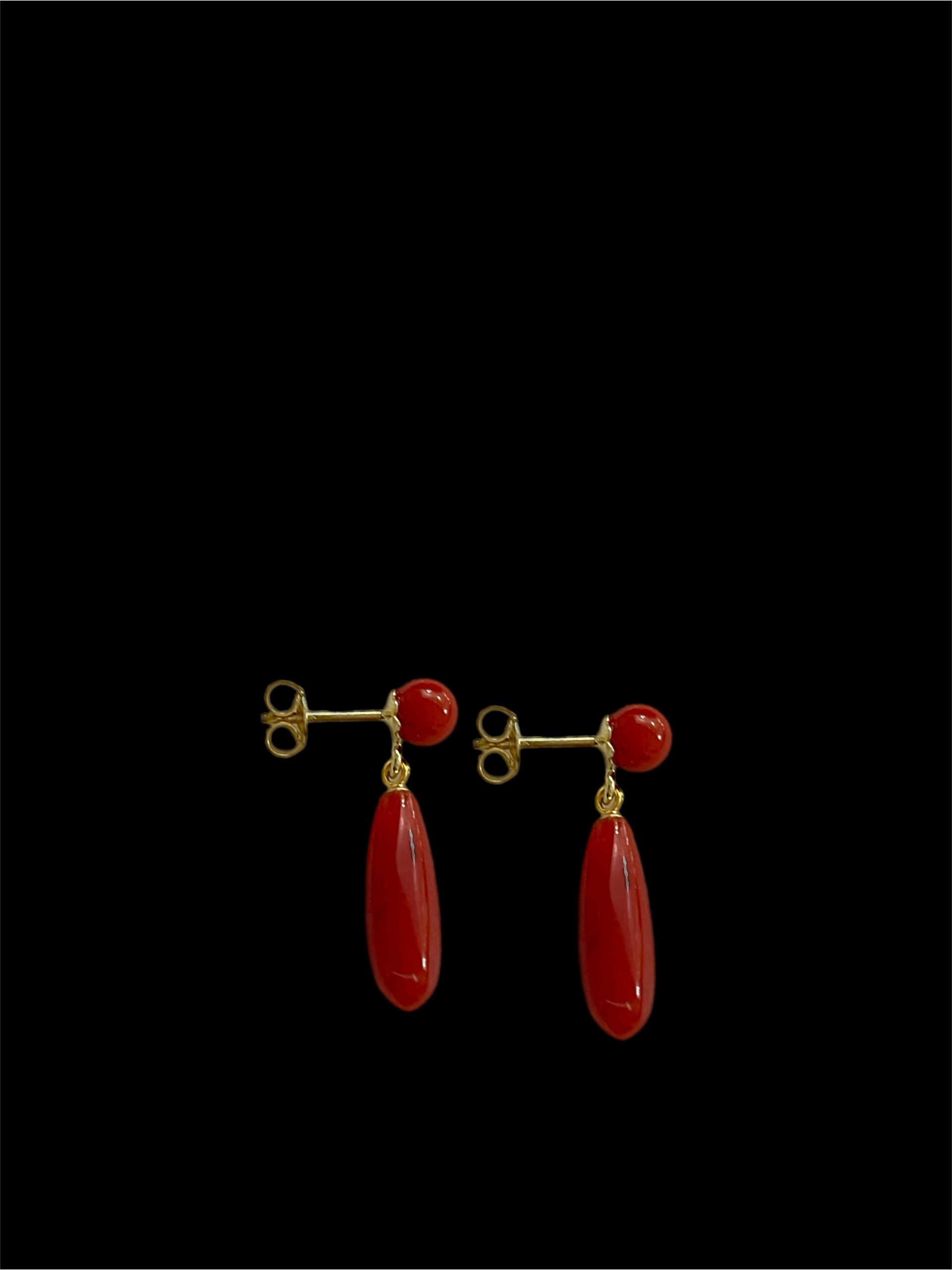 Orecchini  Corallo Rosso Sardegna- Goccia - immagine 2