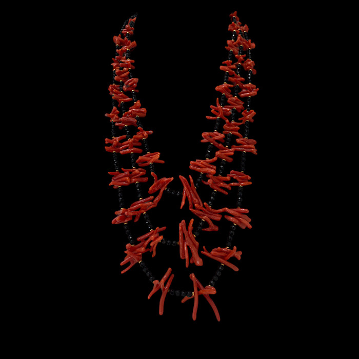 Collana Onice e Corallo Rosso