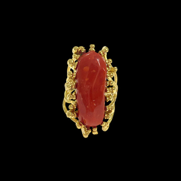 Anello Corallo Rosso Sardegna - Stone gold plated