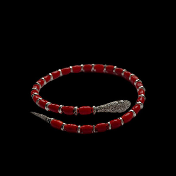 Bracciale Corallo Rosso Sardegna e Argento- Snake