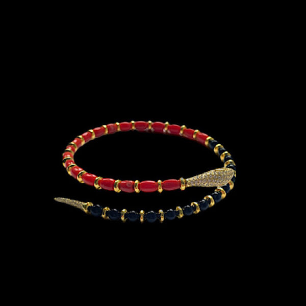 Bracciale Corallo Rosso Sardegna e Onice - Snake