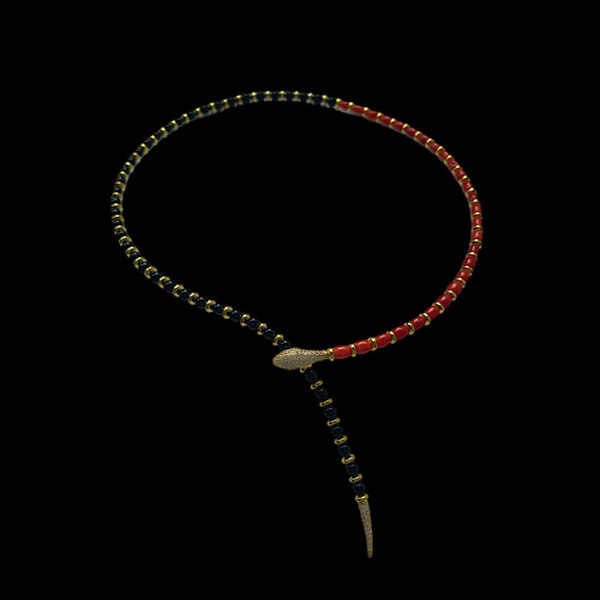 Collier Corallo Rosso Sardegna e Onice - Snake
