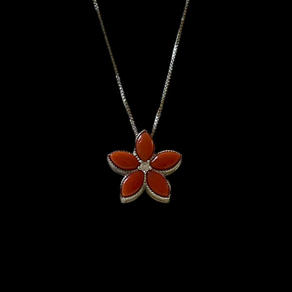 Ciondolo Argento e Corallo rosso Sardegna- Flower