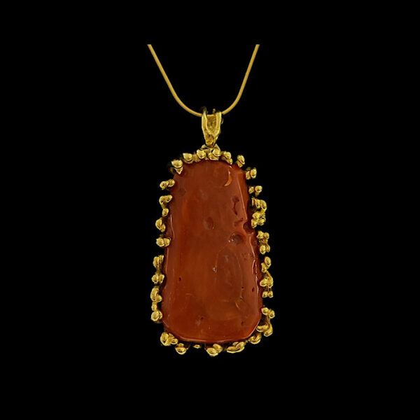 Ciondolo Corallo Rosso Sardegna - Stone gold plated 02