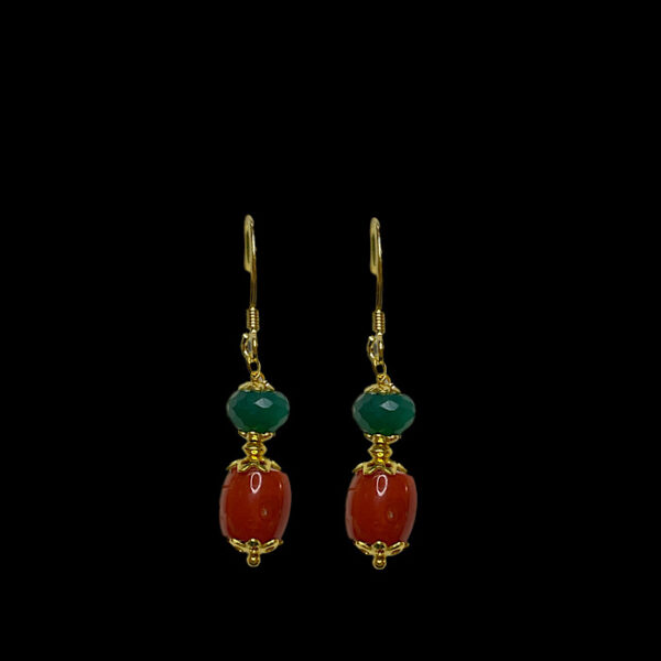 Orecchini Smeraldo e Corallo Rosso -