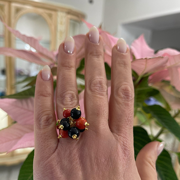 Anello Corallo e Onice - Charmy - immagine 2