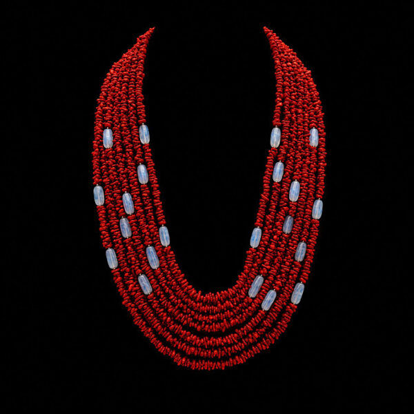 Collana Corallo Rosso Sardegna e Acquamarina