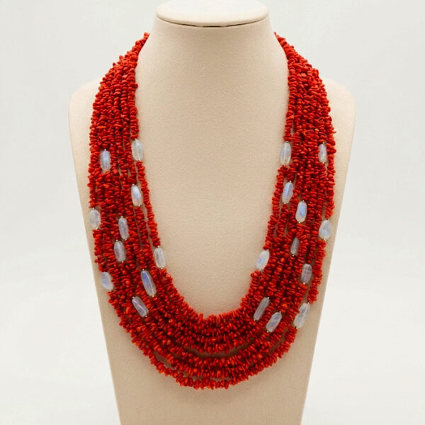 Collana Corallo Rosso Sardegna e Acquamarina