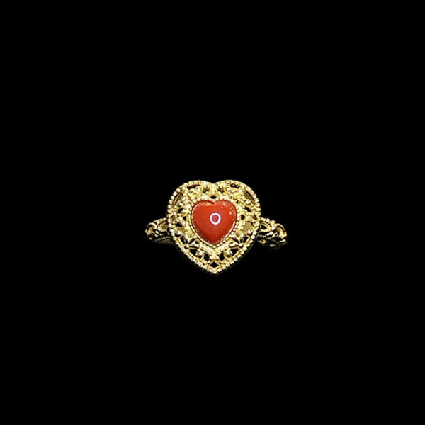 Anello Corallo rosso - Cuore Filigrana