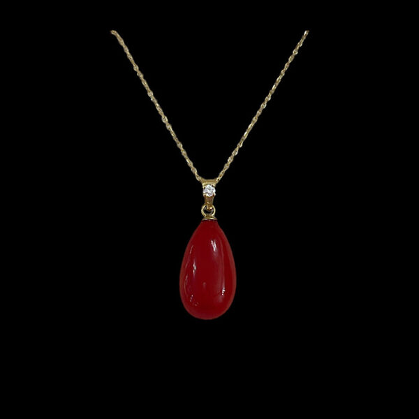 Ciondolo Corallo Rosso Sardegna e Diamante naturale