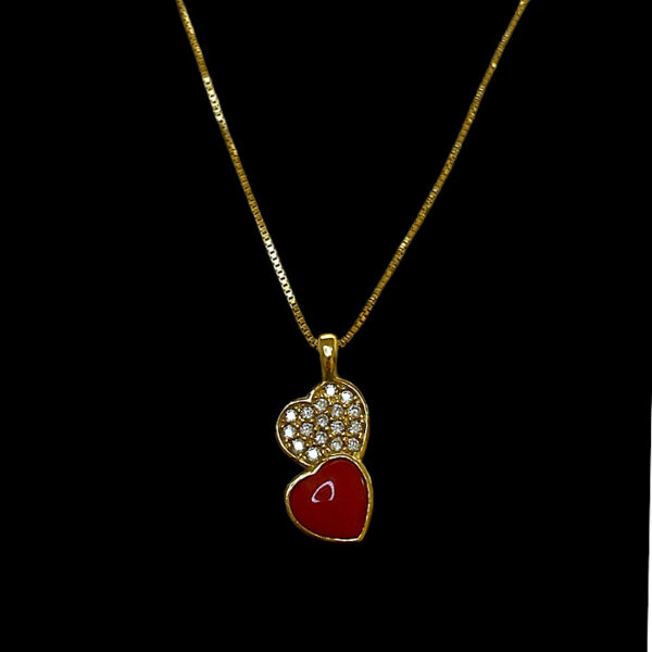 Collier Corallo Rosso  Sardegna  - twin heart