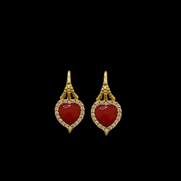 Orecchini Corallo Rosso  Sardegna filigrana - Cuore