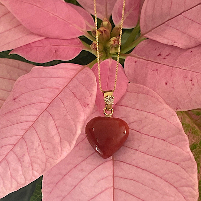 Ciondolo Corallo Rosso Sardegna e Diamante - Cuore - immagine 2