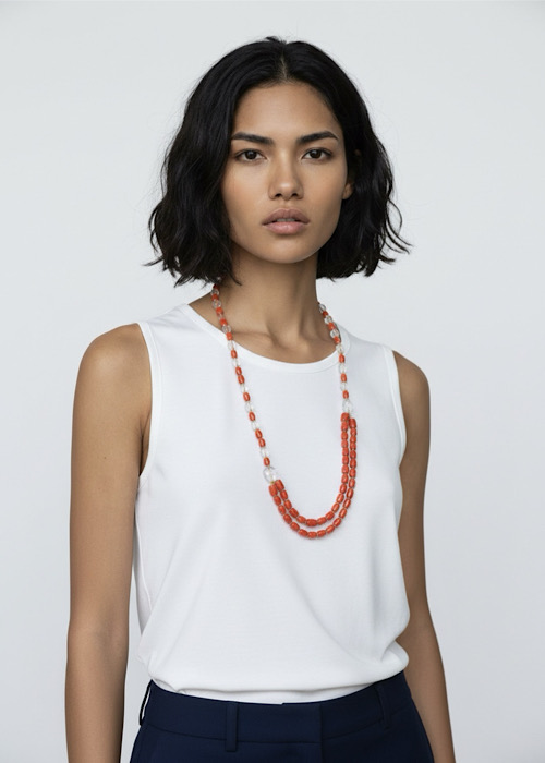 Collana Acquamarina e Corallo Rosso Sardegna - immagine 2