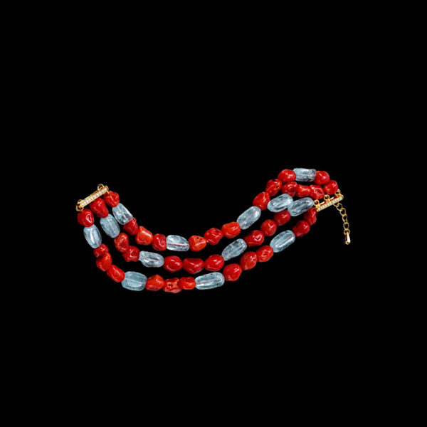 Bracciale Corallo Rosso Sardegna e Acquamarina
