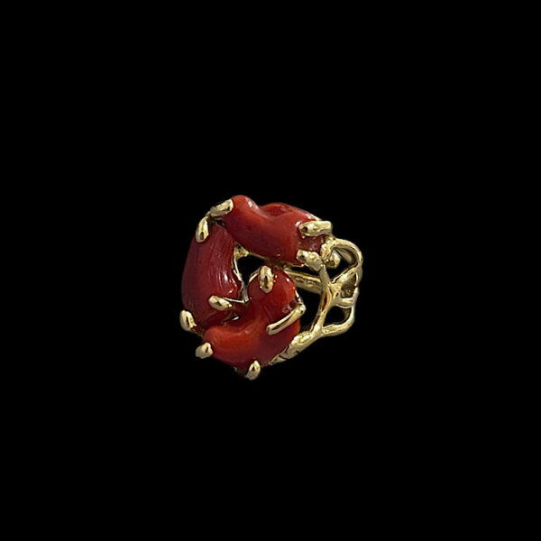 Anello Corallo Rosso Sardegna- 3 Stones