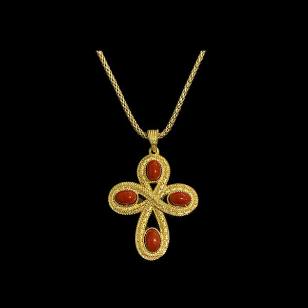 Collier Corallo Rosso Sardegna -  Croce infinito