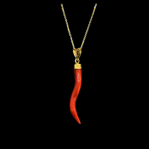 Collier Corallo Rosso Sardegna – Cornetto- Unisex