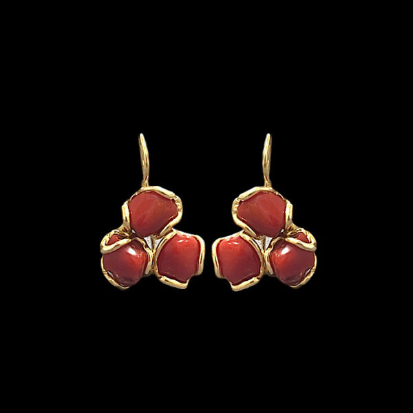 Orecchini  Corallo Rosso Sardegna- 3 Stones