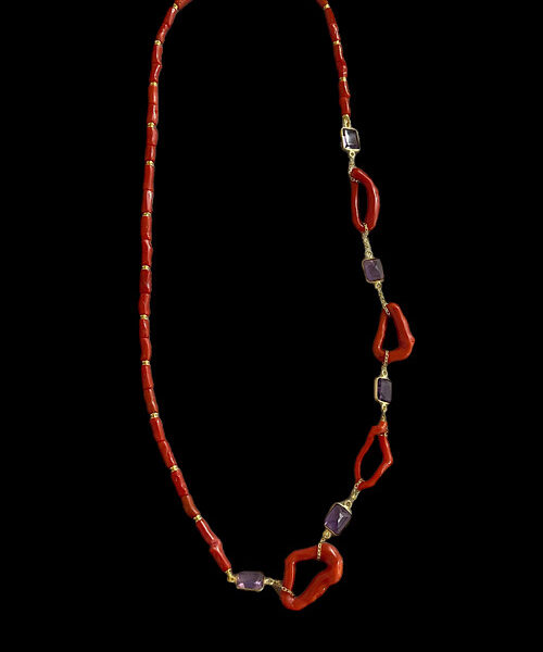 Collana Ametista e Corallo Rosso Sardegna