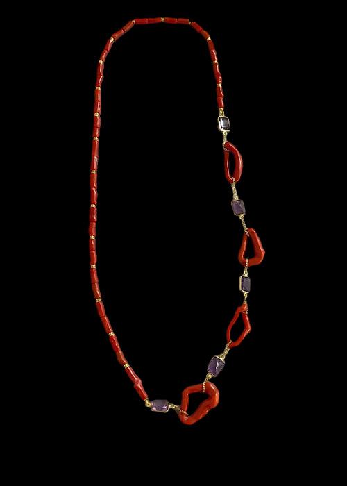 Collana Ametista e Corallo Rosso Sardegna