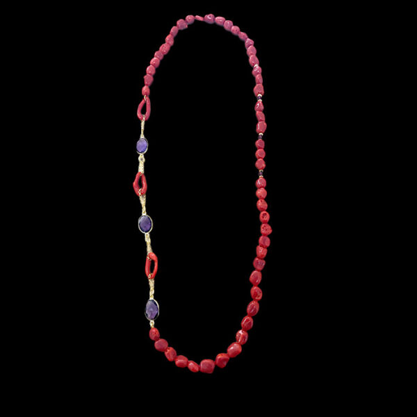 Collana Ametista e Corallo Rosso Sardegna