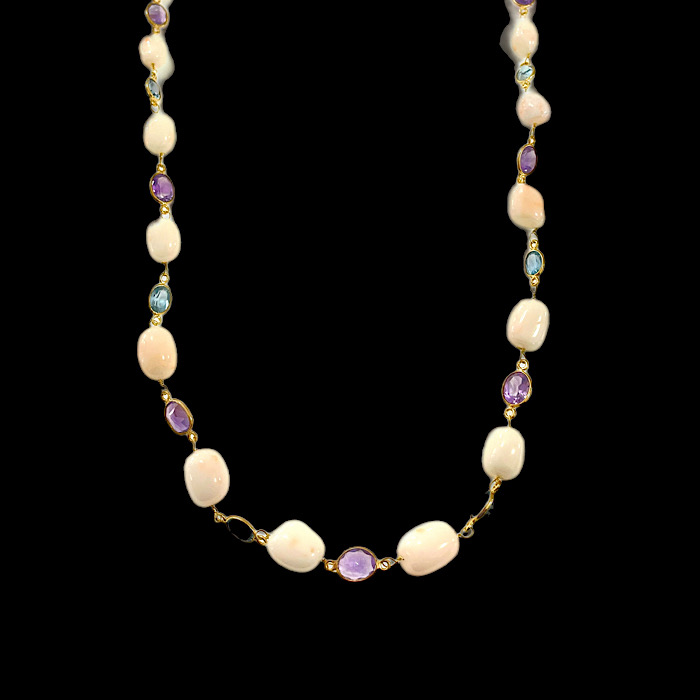 Collana Corallo Giappone Ametista e Acquamarina