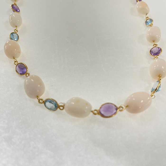 Collana Corallo Giappone Ametista e Acquamarina - immagine 3