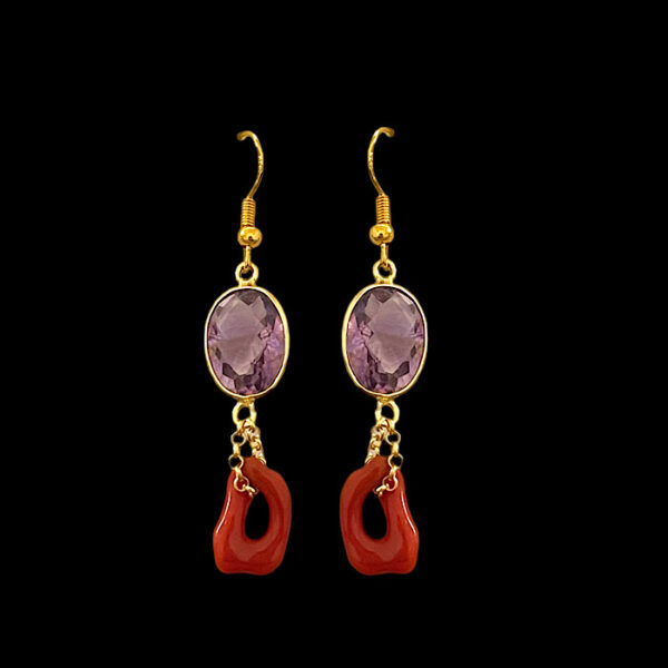 Orecchini Ametista e Corallo Rosso Sardegna