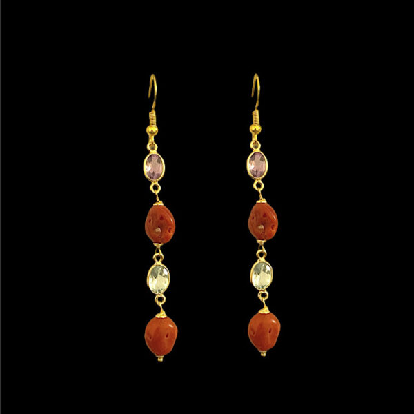 Orecchini Ametista  Acquamarina e Corallo Rosso Sardegna