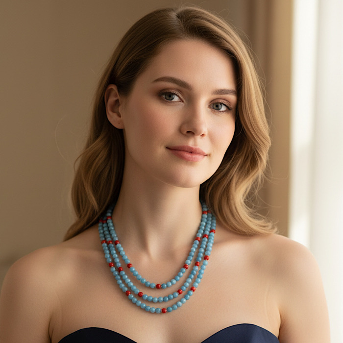 Collana Agata e Corallo Rosso Sardegna - immagine 2