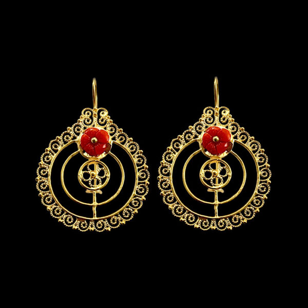 Orecchini Filigrana Argento e Corallo Rosso - SICILY