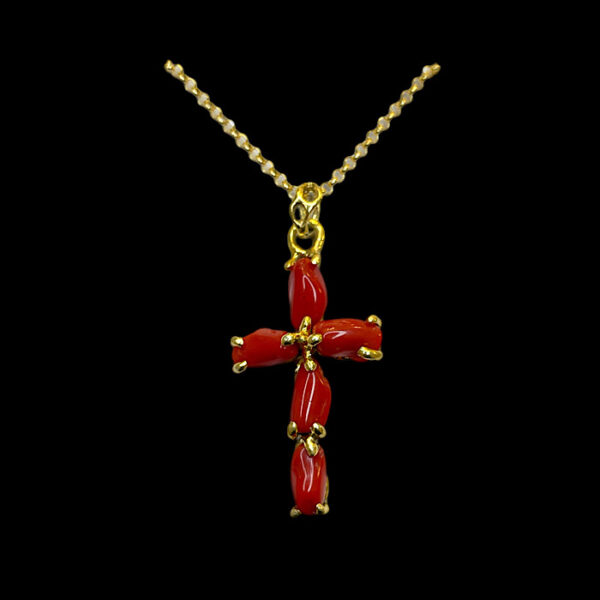Ciondolo Corallo Rosso Sardegna- Cross