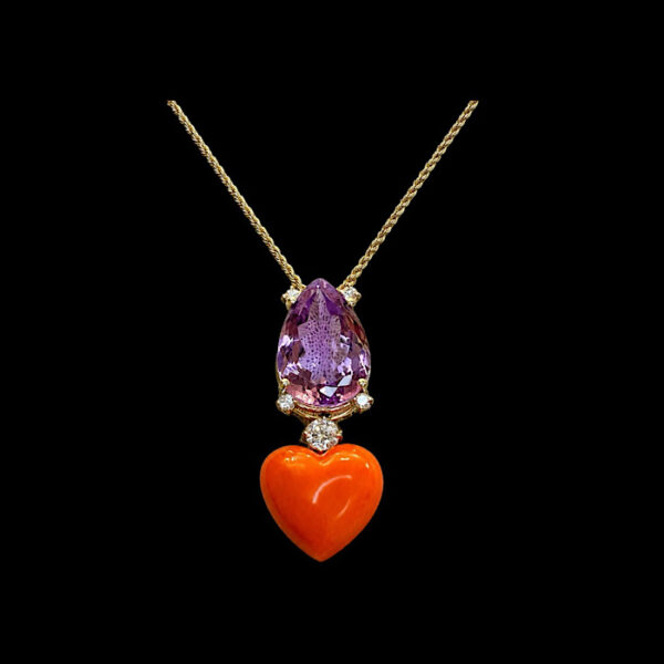 Ciondolo Corallo Rosso Sardegna e Ametista- Top Jewelry